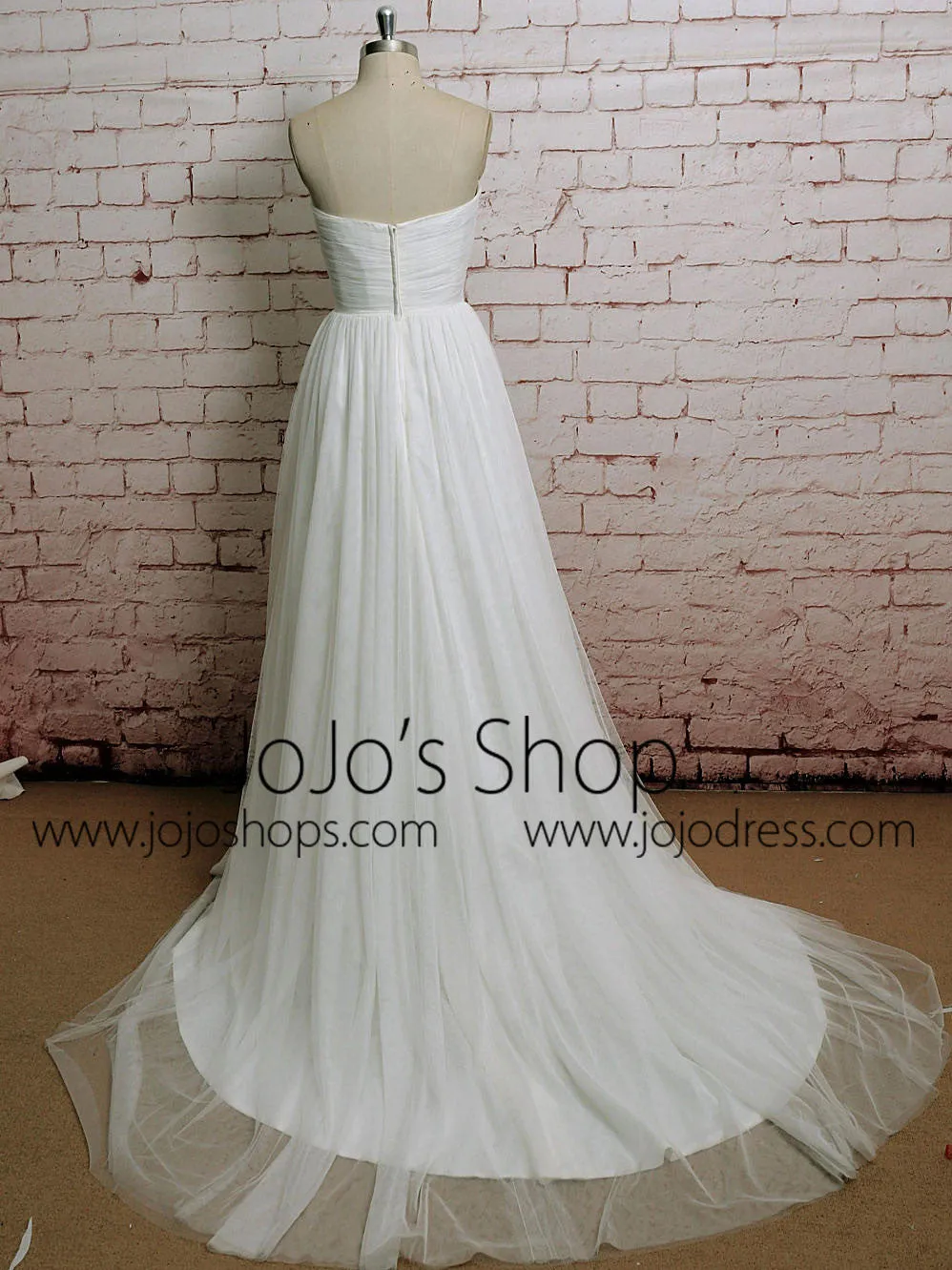 Strapless Chiffon A-line Wedding Dress with Sweetheart Neckline | EE3001
