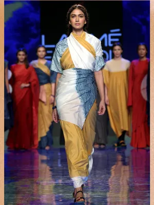 Studio Medium   I   Colour Blocked Silk Saree Shibori Pallav