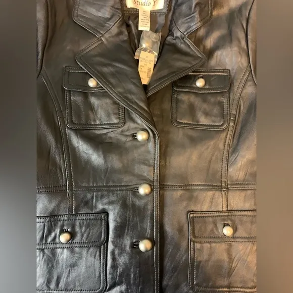 Studio Y Black LeatherNWT Women’s Jacket/Blazer size Small!