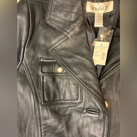 Studio Y Black LeatherNWT Women’s Jacket/Blazer size Small!