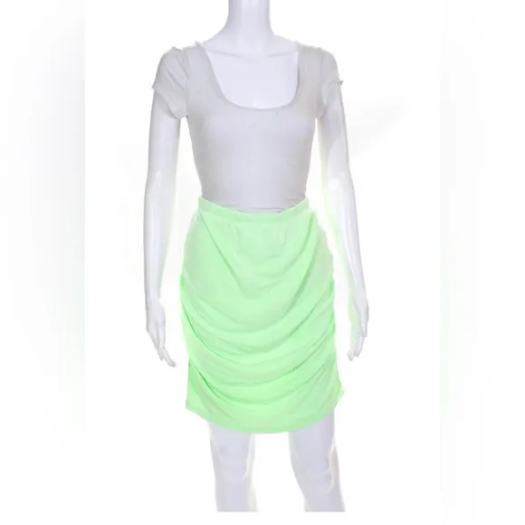 Sundry Womens Ruched Mini Green Pencil Skirt Size 2 (XS) NWT