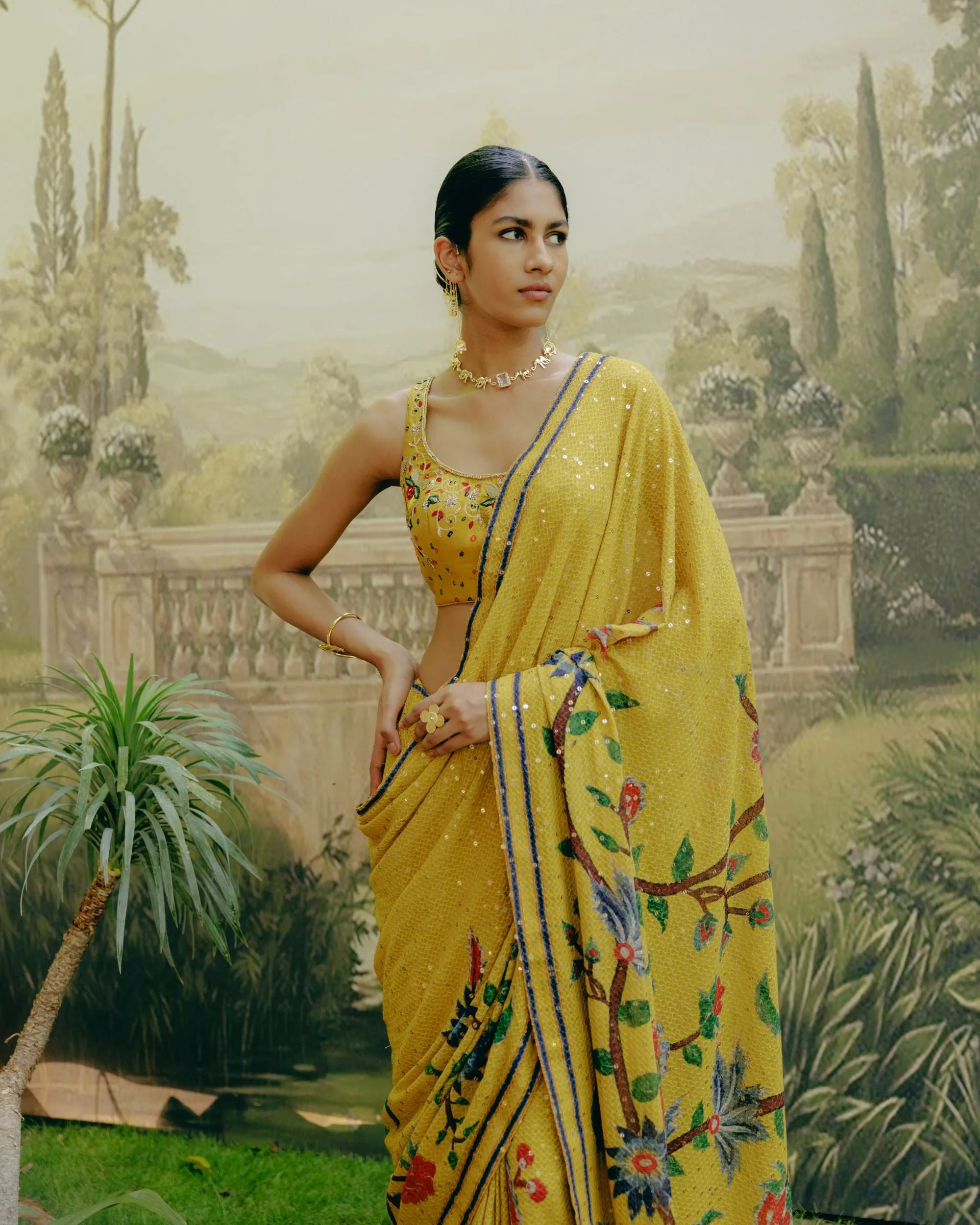 Sunflower yellow saree