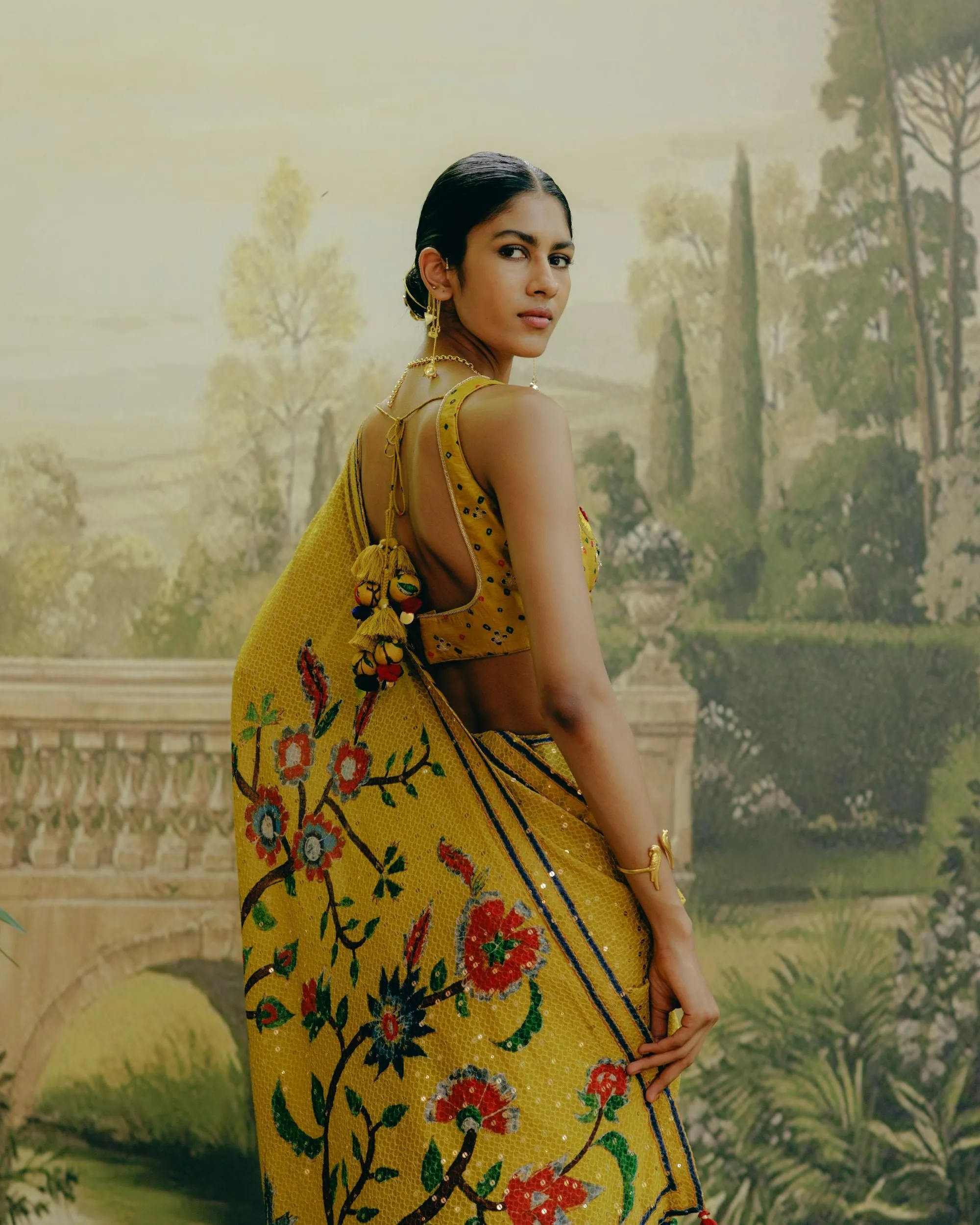 Sunflower yellow saree