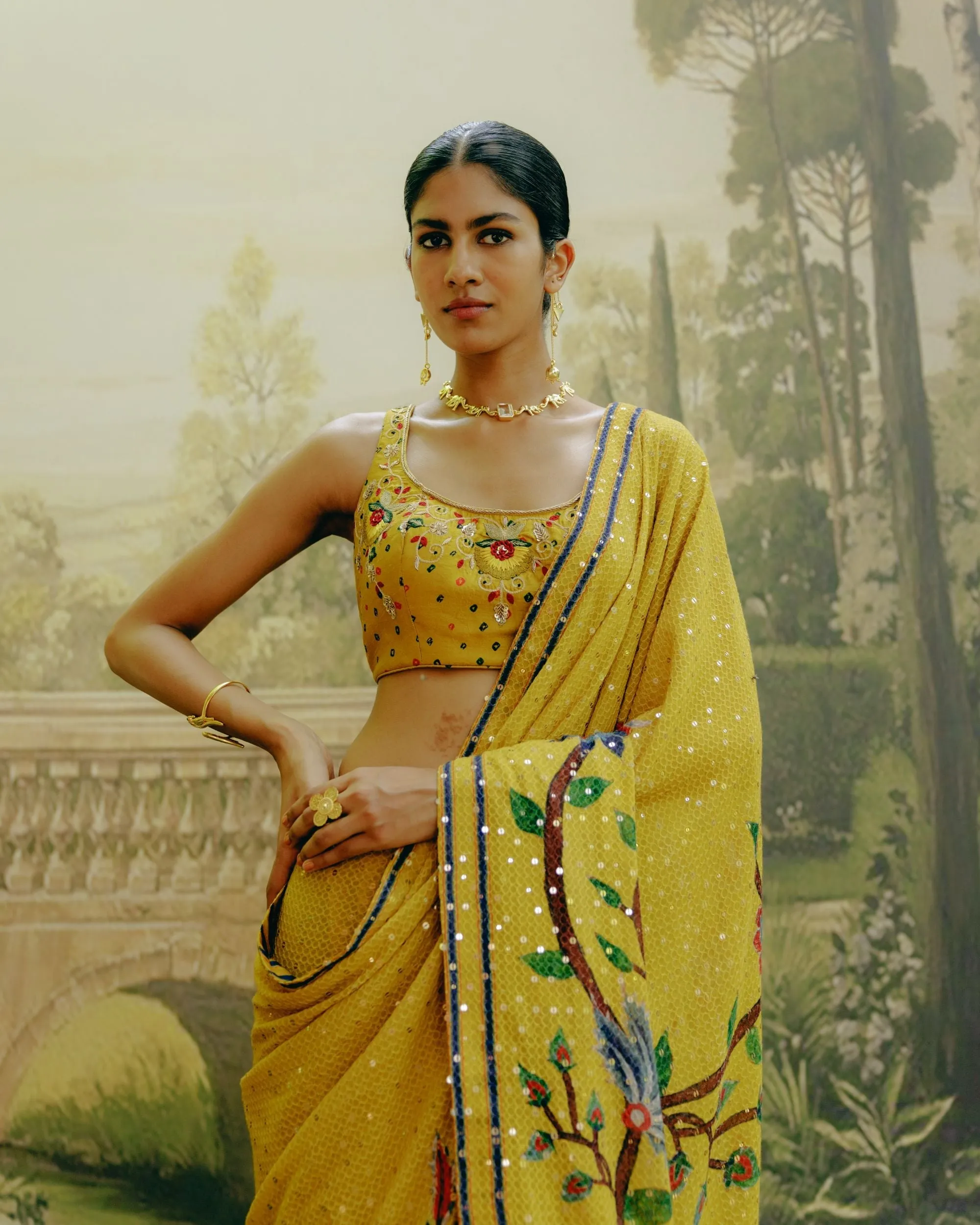 Sunflower yellow saree