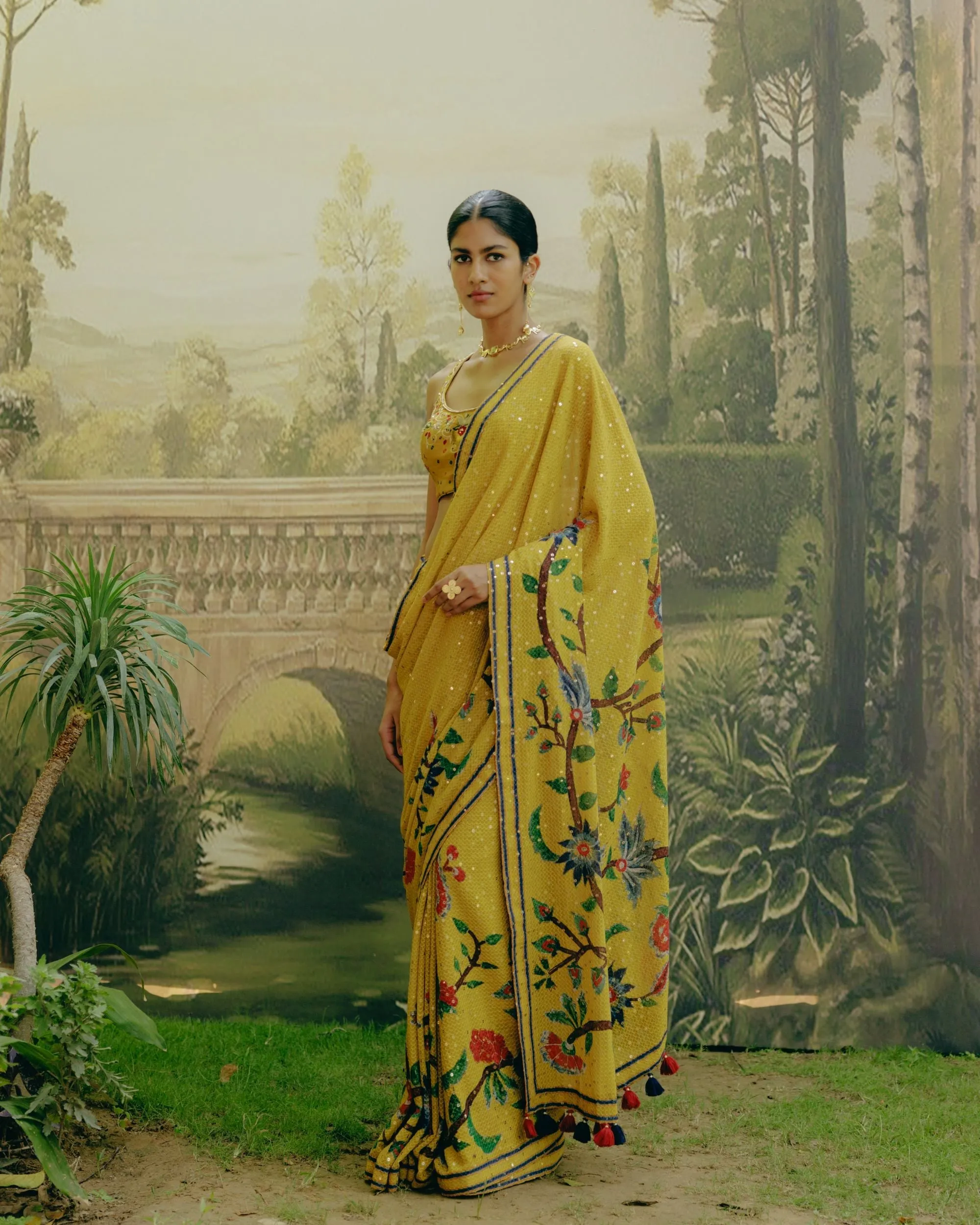 Sunflower yellow saree