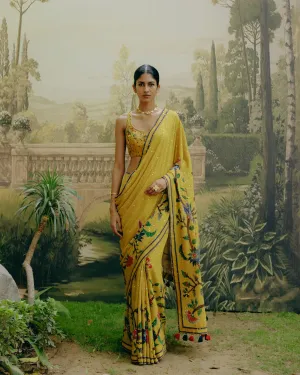 Sunflower yellow saree