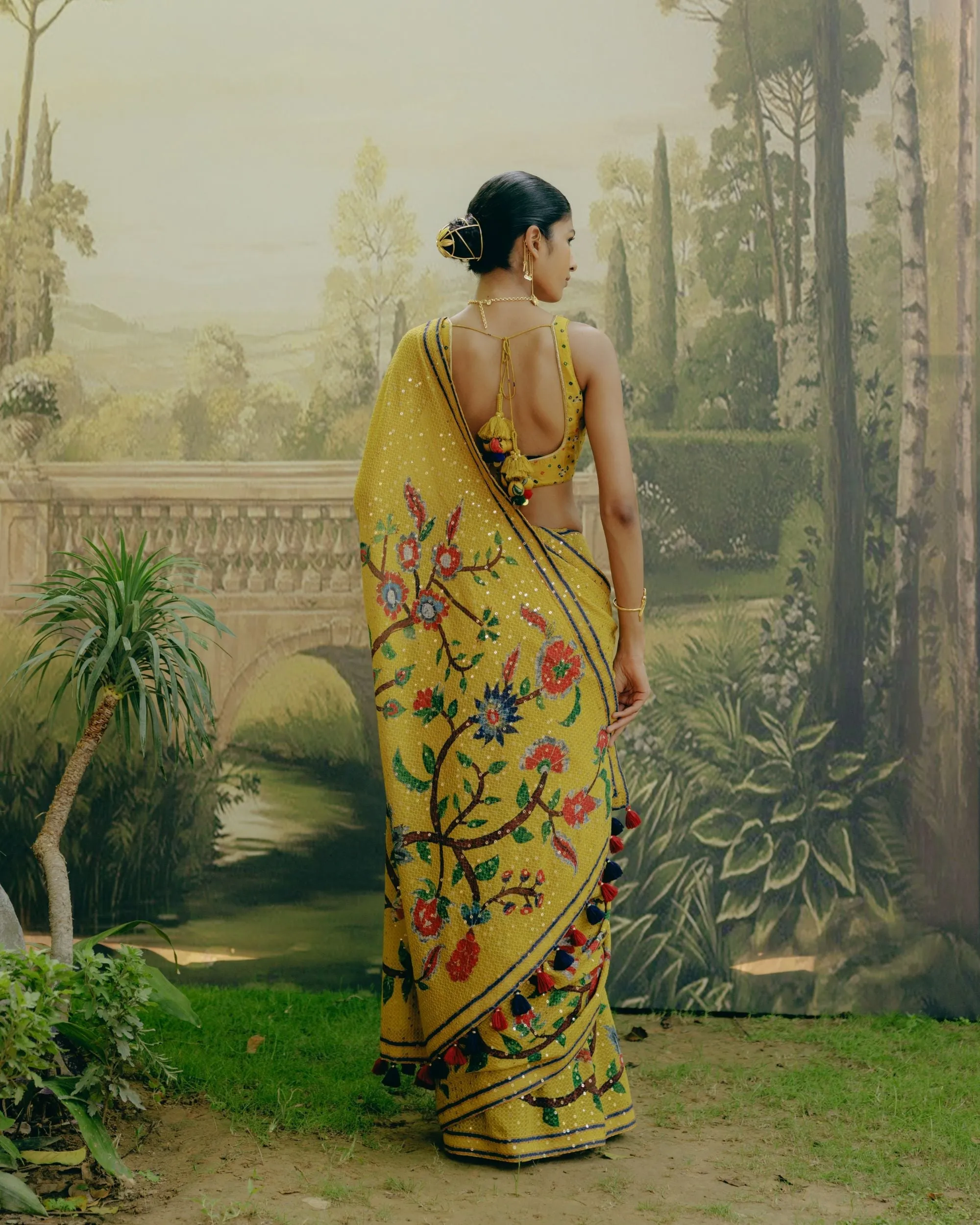 Sunflower yellow saree