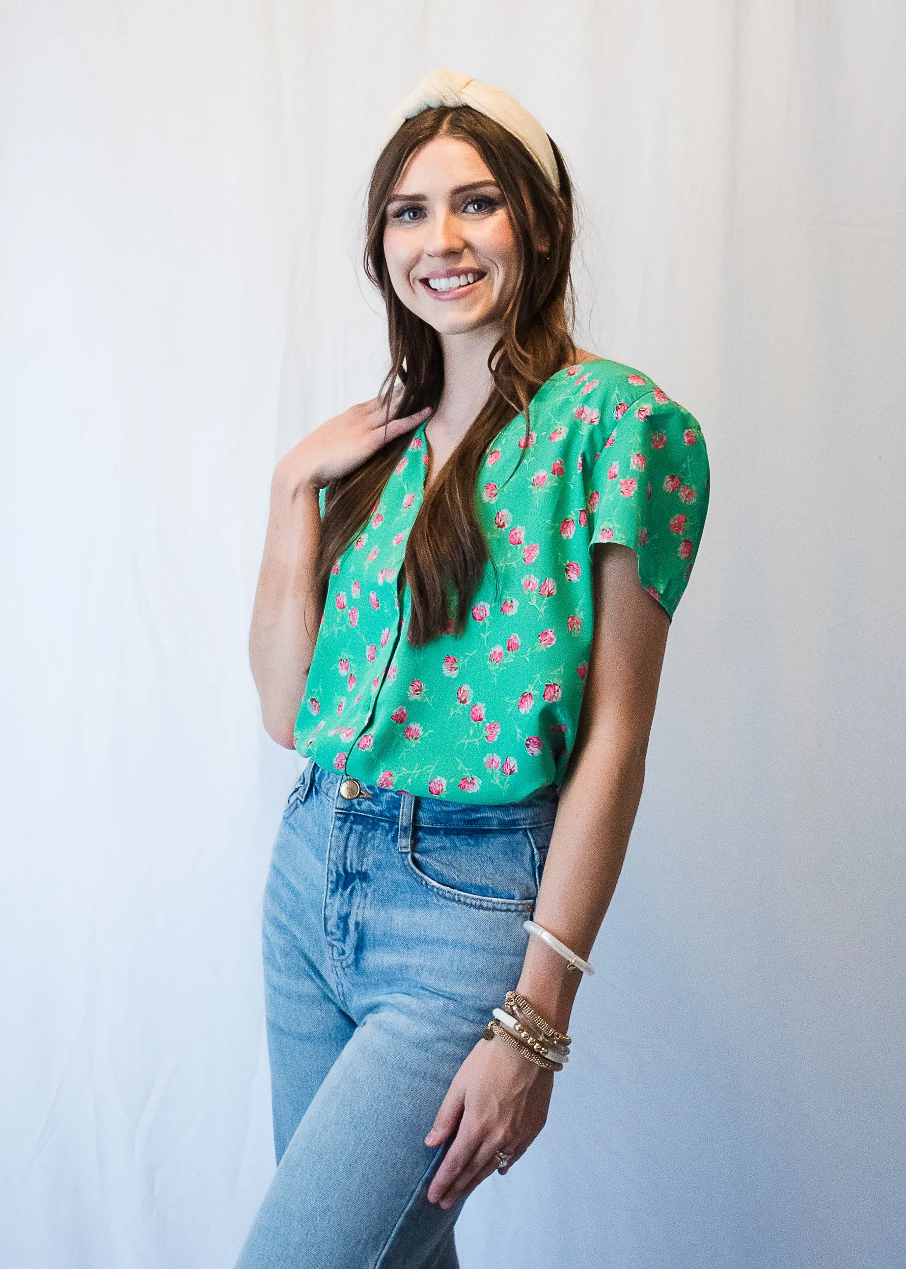 Sunshine & Scallops Kelly Green Blouse