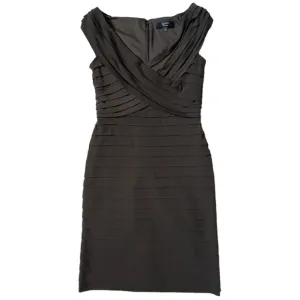 Tadashi Sleeveless Layered Sheath Dress Stretchy Medium Vneck Brown