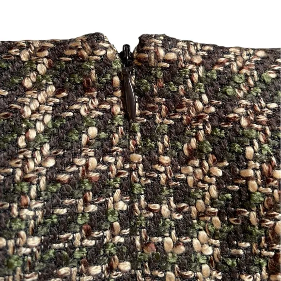 TAHARI ASL Brown/Green Boucle Woven Pencil Skirt - Size 14