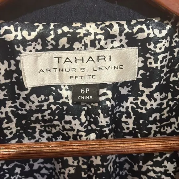 Tahari ASL Navy Jacket Blazer Petite