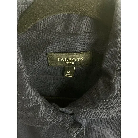 Talbots Blazer Women's 14 Petite Jacket Gold Button Peter Pan Collar