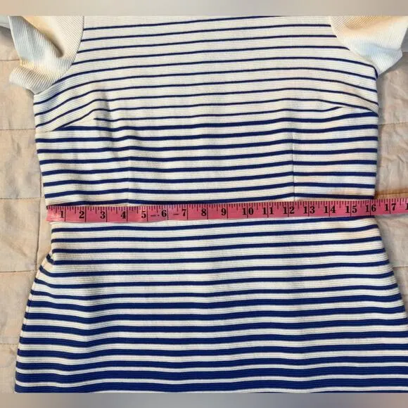 Talbots Blue &amp; White Preppy Nautical Striped Ombre Sheath Dress - 10 Petite