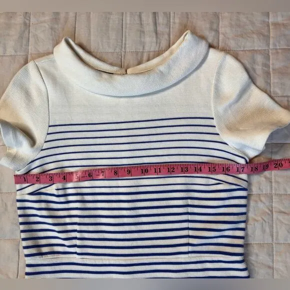 Talbots Blue &amp; White Preppy Nautical Striped Ombre Sheath Dress - 10 Petite