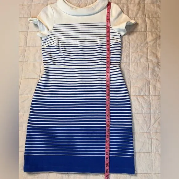 Talbots Blue &amp; White Preppy Nautical Striped Ombre Sheath Dress - 10 Petite