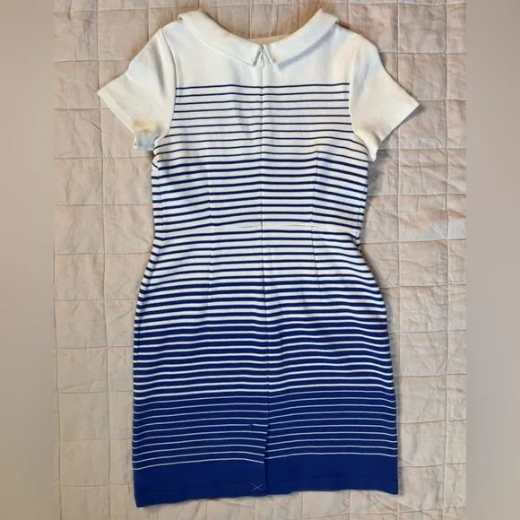 Talbots Blue &amp; White Preppy Nautical Striped Ombre Sheath Dress - 10 Petite
