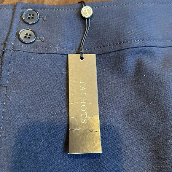 Talbots NWT Navy Blue Midi Pencil Skirt Zipper In Back SZ 2P 2 Pockets