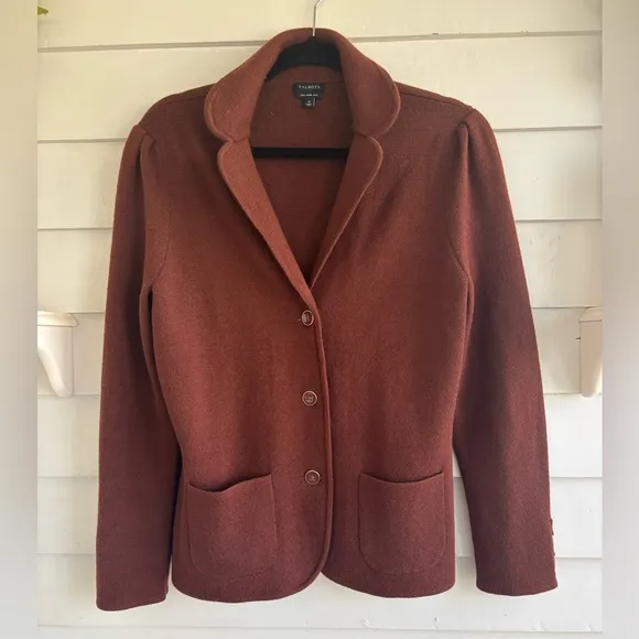 Talbots Pure Merino Wool Sweater Blazer Jacket Size Medium