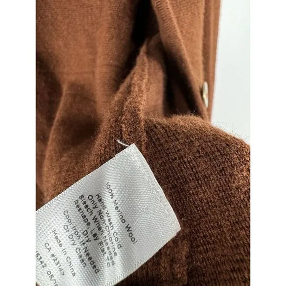 Talbots Sz Petite Large Merino Wool blazer jacket buttons knit blazer work Brown