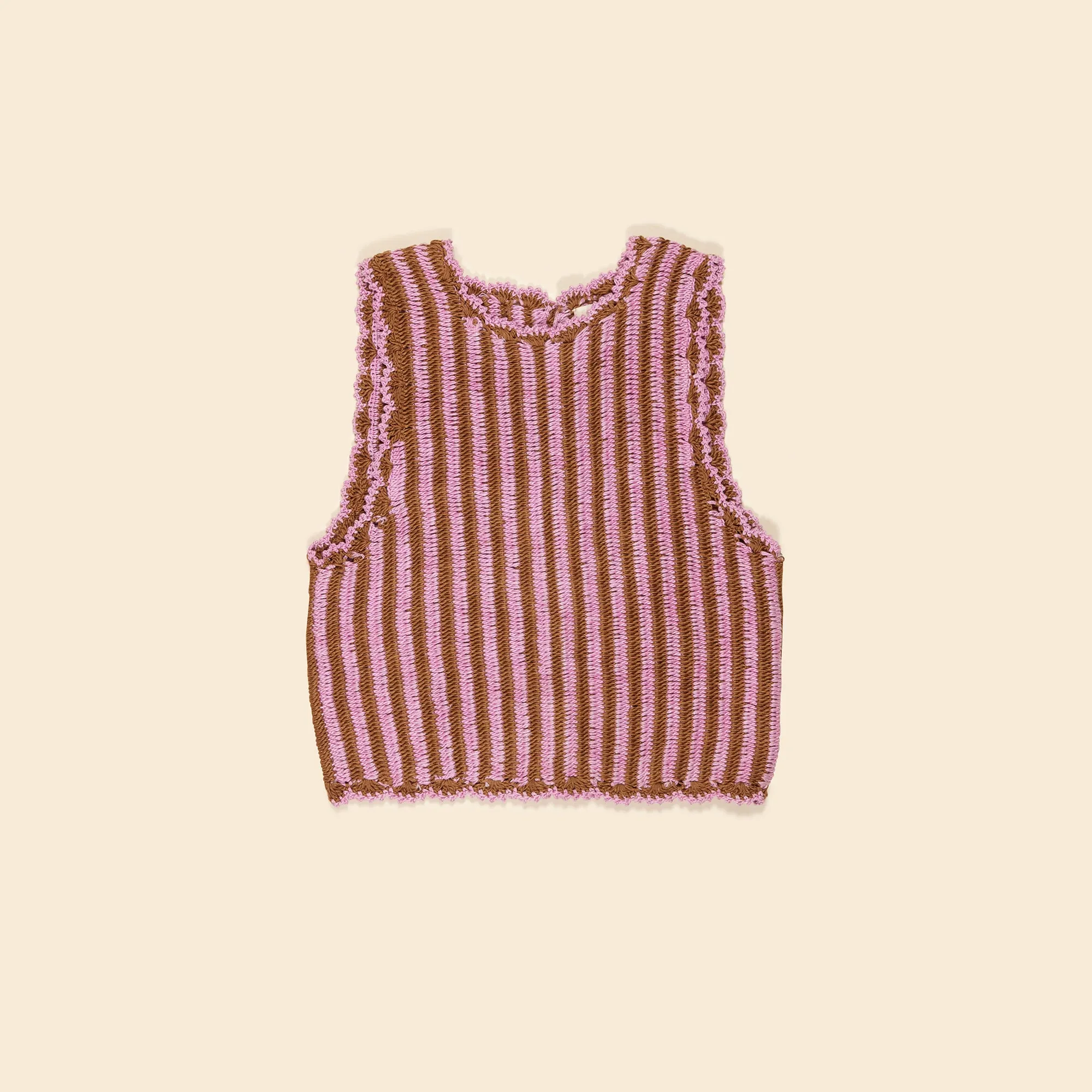 Tamara Stripe Crochet Tank - Dahlia/Nut (EXCLUSIVE)