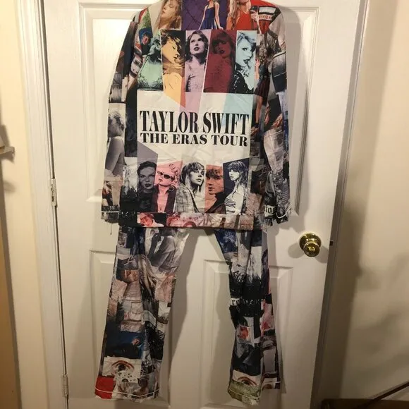 Taylor Swift women The Eras Tour top and bottom pajama set, M