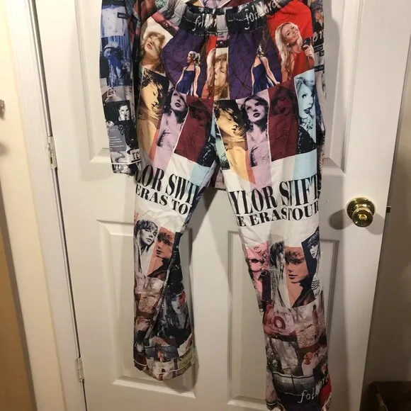 Taylor Swift women The Eras Tour top and bottom pajama set, M