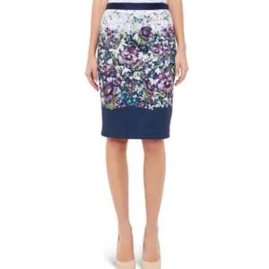 Ted Baker Entangled Enchanted navy floral pencil skirt Size 2 EUC