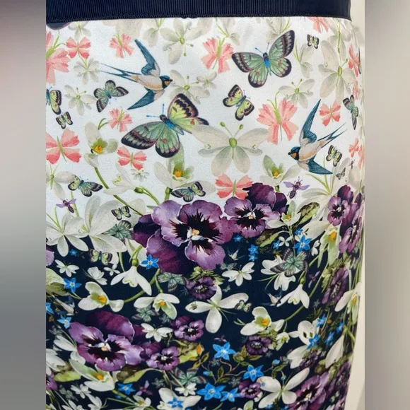 Ted Baker Entangled Enchanted navy floral pencil skirt Size 2 EUC