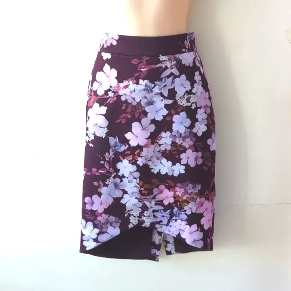 Ted Baker Floral Print High Low Pencil Skirt S