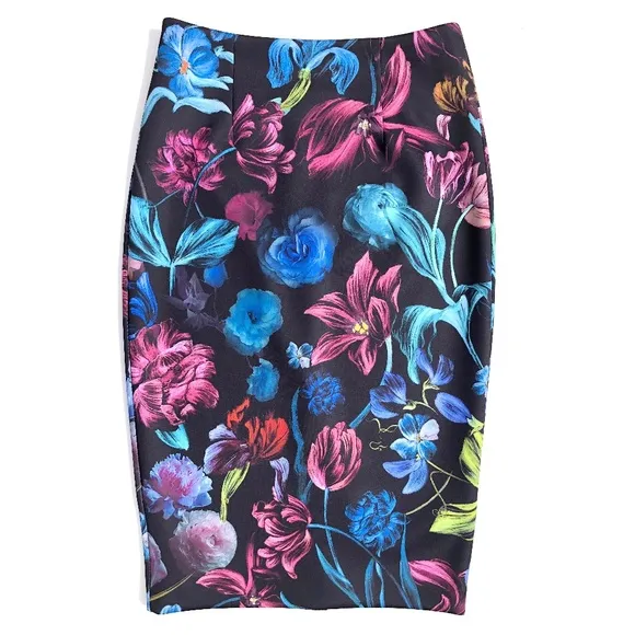 TED BAKER London Dabah Pencil skirt women size 2 US Small 4-6 Dark Floral Print
