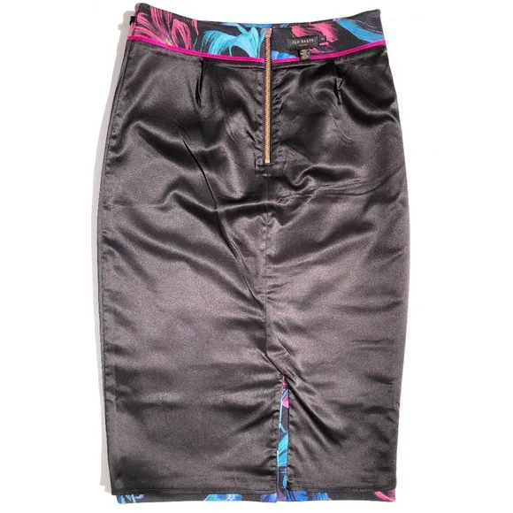 TED BAKER London Dabah Pencil skirt women size 2 US Small 4-6 Dark Floral Print