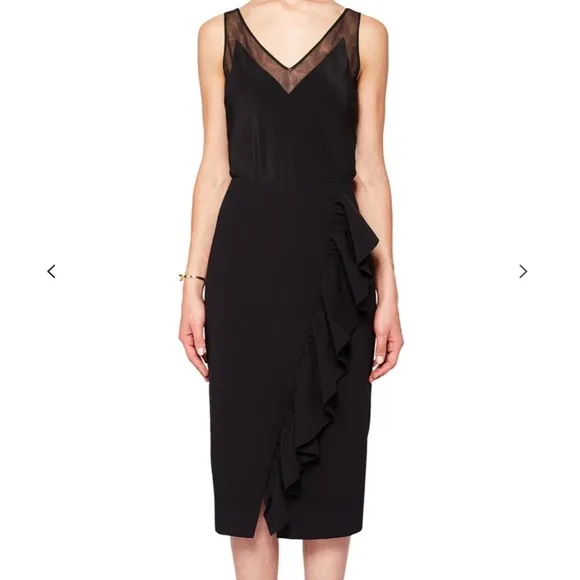 Ted Baker London Oden Black Ruffle Detail Work Wear Pencil Skirt