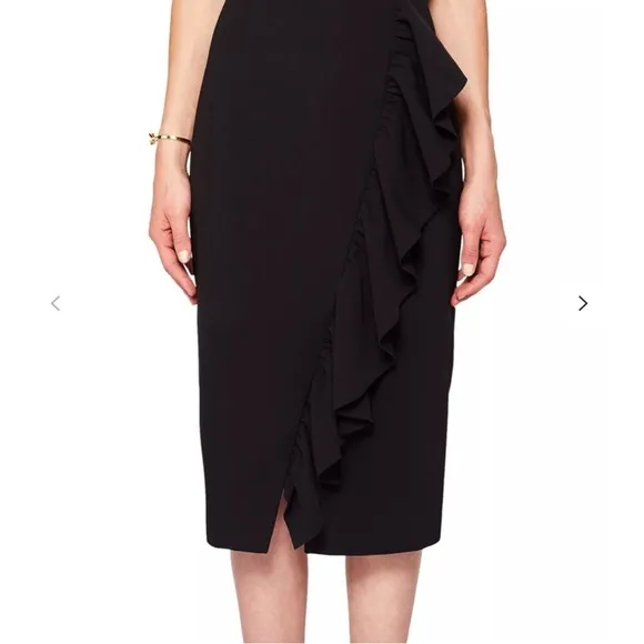 Ted Baker London Oden Black Ruffle Detail Work Wear Pencil Skirt
