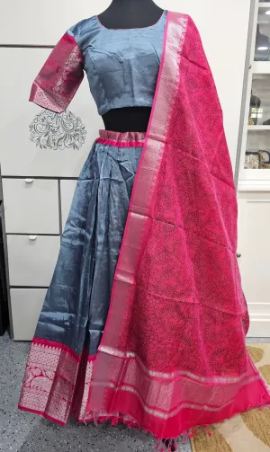 Teen/Adult Medium - Mangalagiri Silk Lehanga Set