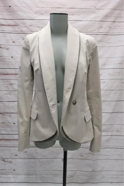 Thakoon Blazer Putty Stretch Cotton Size 2 Double-Collar Jacket