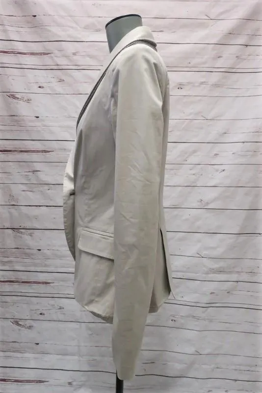 Thakoon Blazer Putty Stretch Cotton Size 2 Double-Collar Jacket