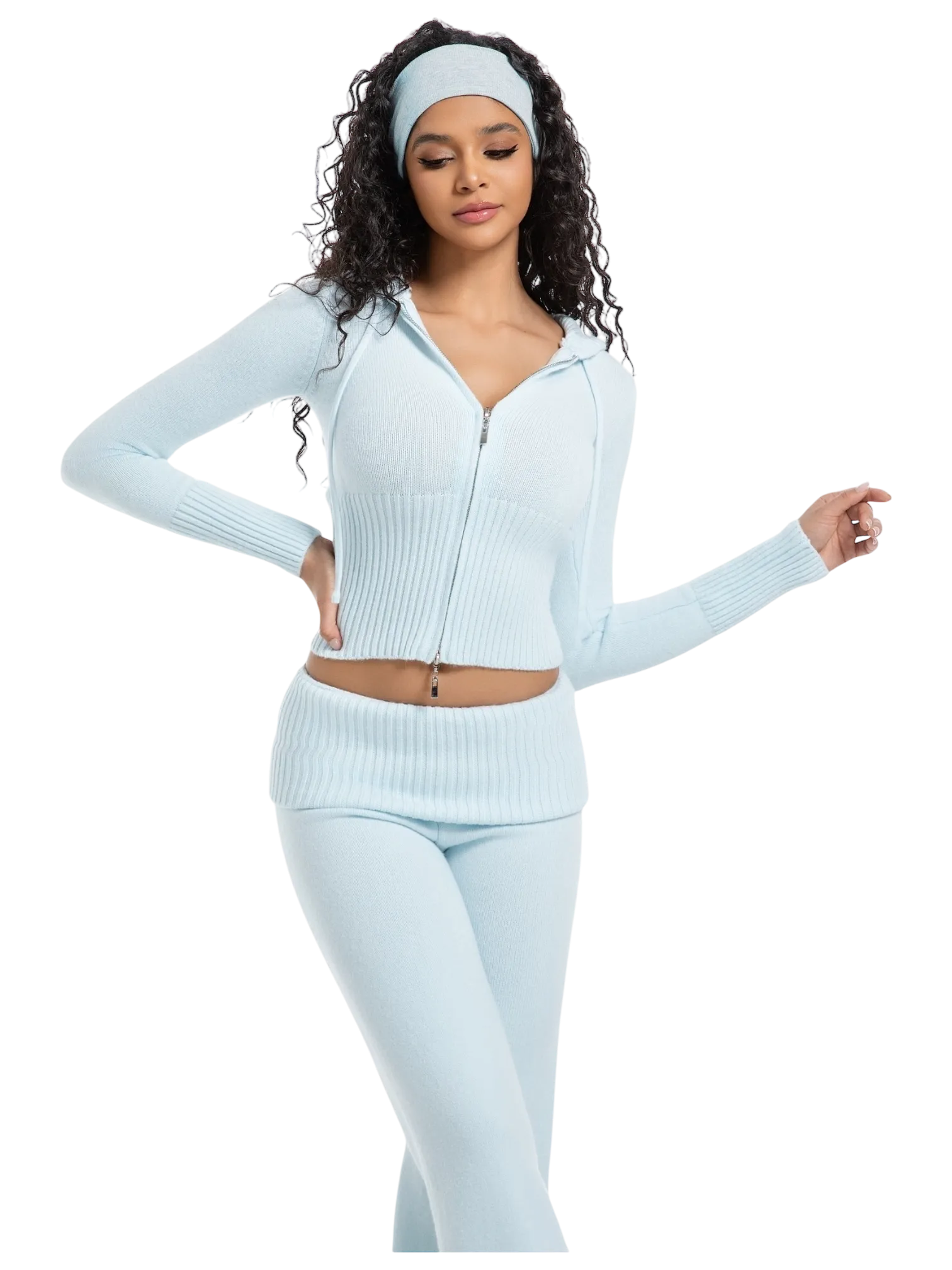 That Girl Rib Knit Set (Baby Blue)
