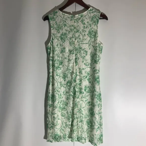 THE LIMITED Green Floral Lace Sleeveless Sheath Crew Neck Back Zip Dress Sz PM