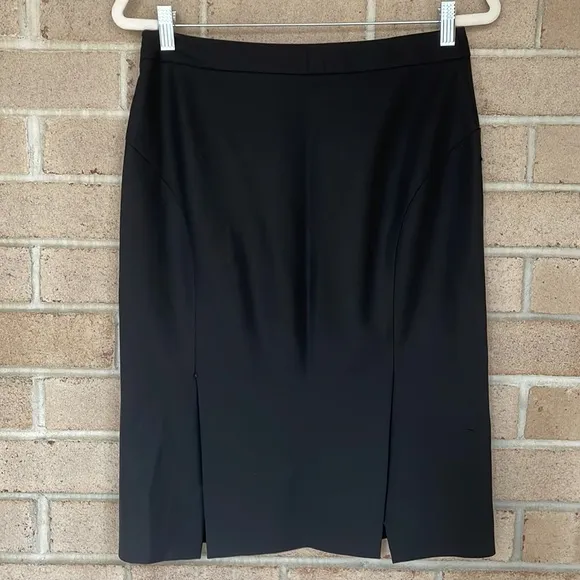 Theory Black Wool Pencil Skirt