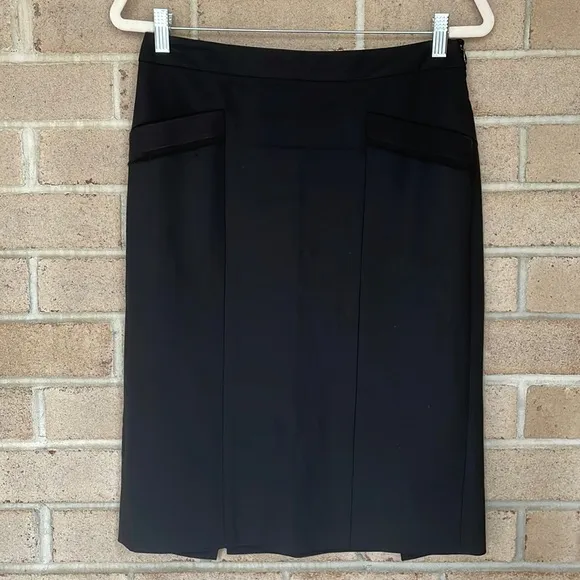 Theory Black Wool Pencil Skirt