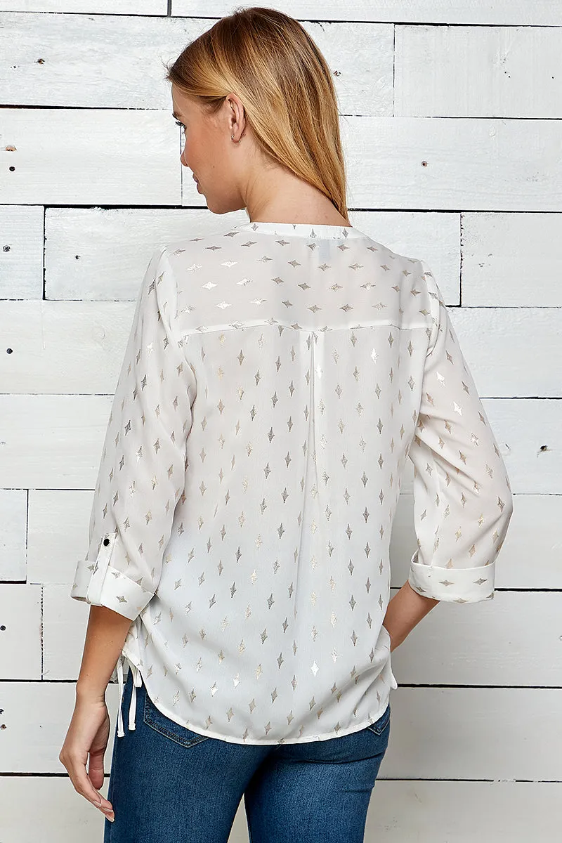 Three Quarter Tab Sleeve Patch Pockets Popover