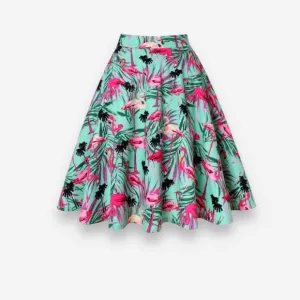Tiki Flamingo Pin Up Clothing Swing Skirt Size L