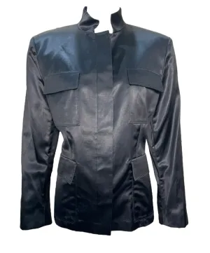 Tom Ford for Gucci Y2K Black Satin Blazer w/Patch Pockets