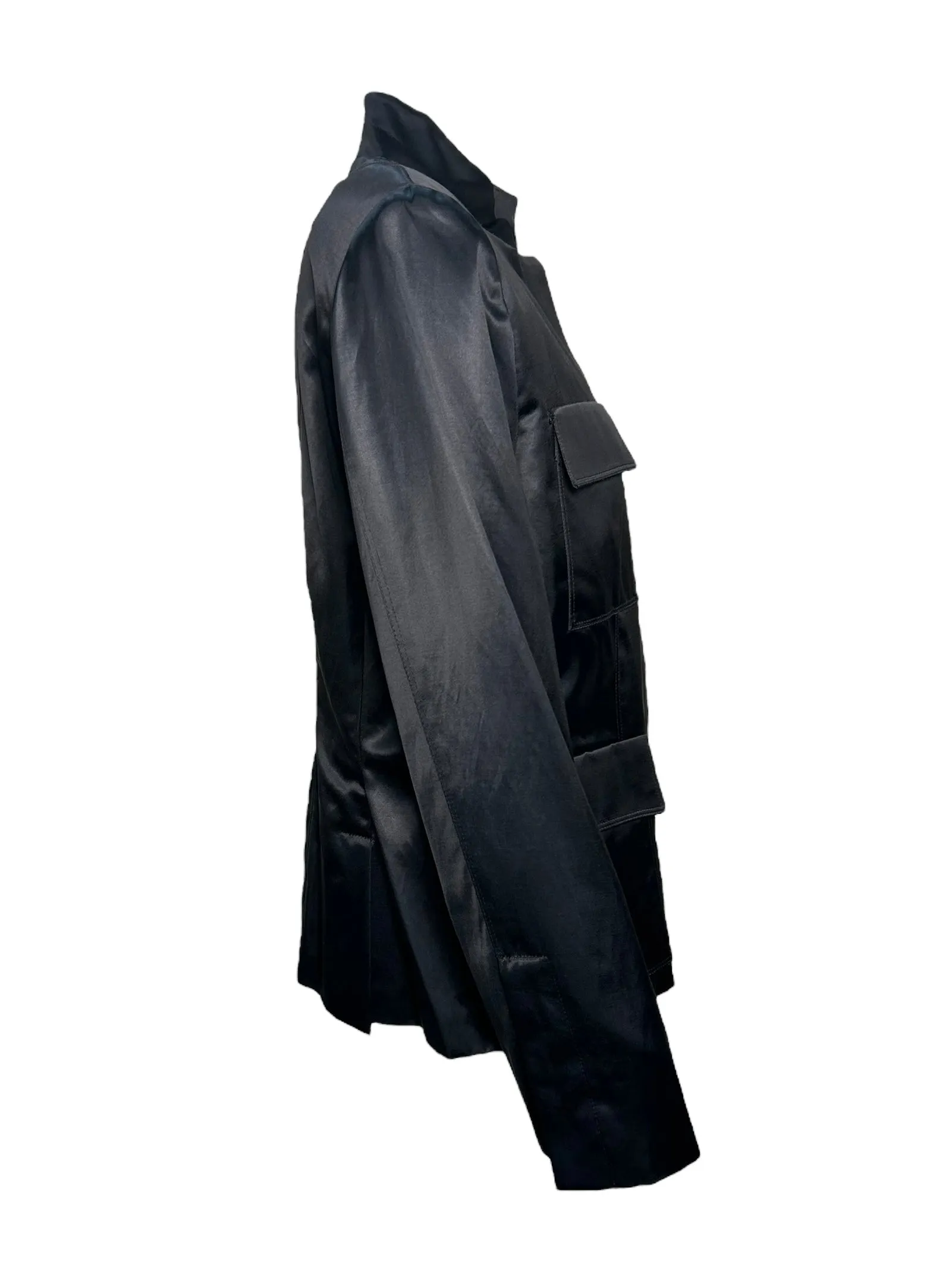 Tom Ford for Gucci Y2K Black Satin Blazer w/Patch Pockets