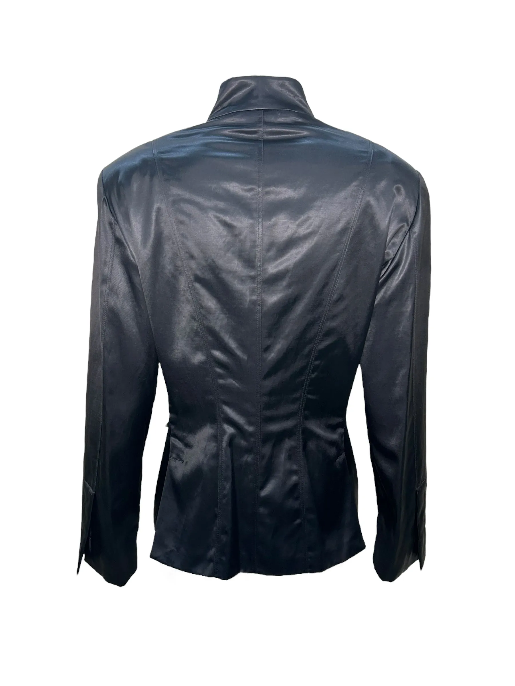 Tom Ford for Gucci Y2K Black Satin Blazer w/Patch Pockets