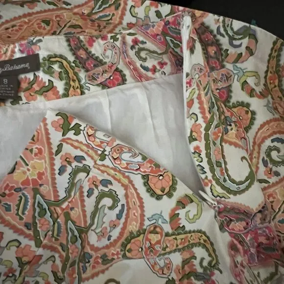 Tommy Bahama Women’s Multicolor Pink Paisley Lined Pencil Skirt Side Zip Sz 8