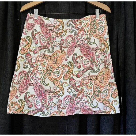 Tommy Bahama Women’s Multicolor Pink Paisley Lined Pencil Skirt Side Zip Sz 8