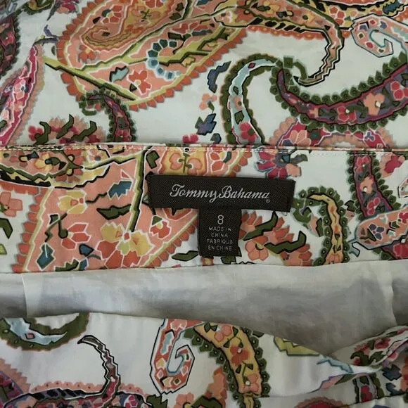 Tommy Bahama Women’s Multicolor Pink Paisley Lined Pencil Skirt Side Zip Sz 8