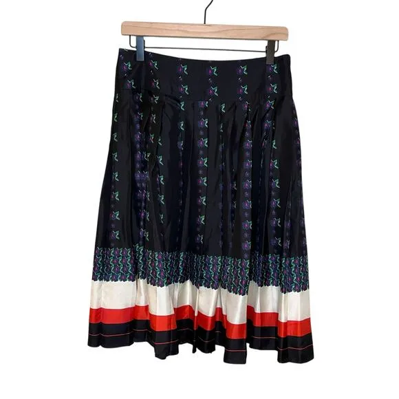 Tory Burch Carmine Pleated Silk Skirt Size 6