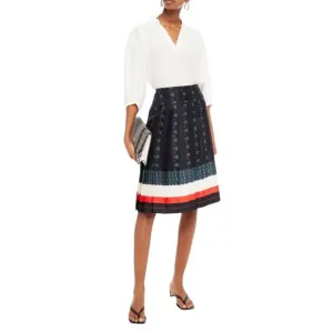 Tory Burch Carmine Pleated Silk Skirt Size 6